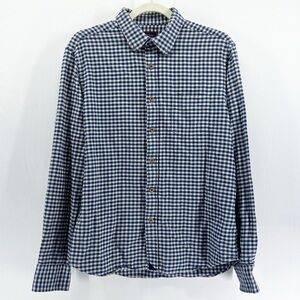 Untuckit Men’s Blue Gingham Flannel Cerasuolo Button Front Shirt Medium